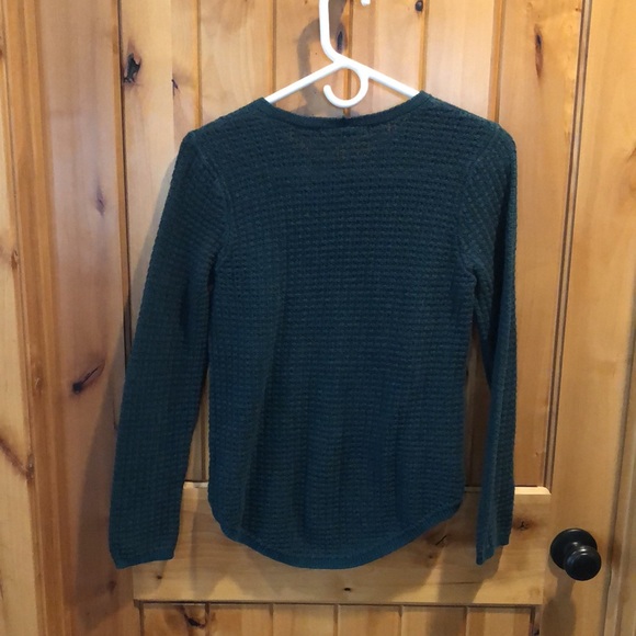 Women’s Sz S Teal and Gray Waffle Knit Sweater - Picture 2 of 4